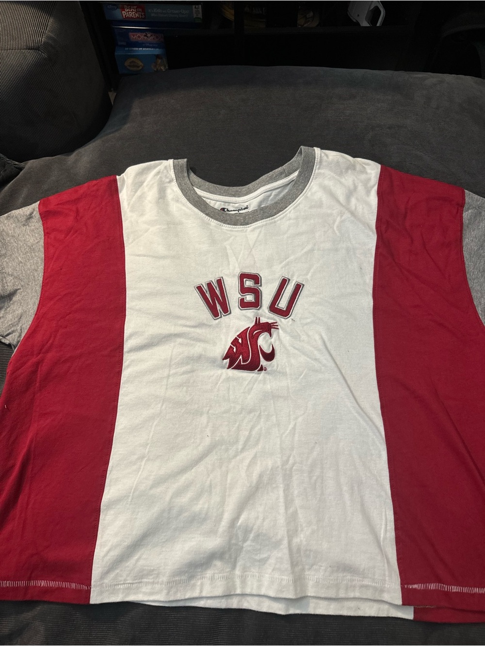 Champion White and Crimson WSU Short Sleeve Tee